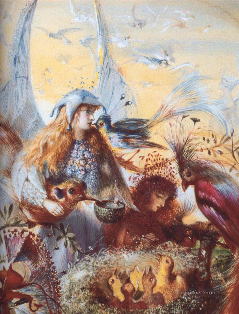 fée et oiseaux pour les enfants Peintures à l'huile